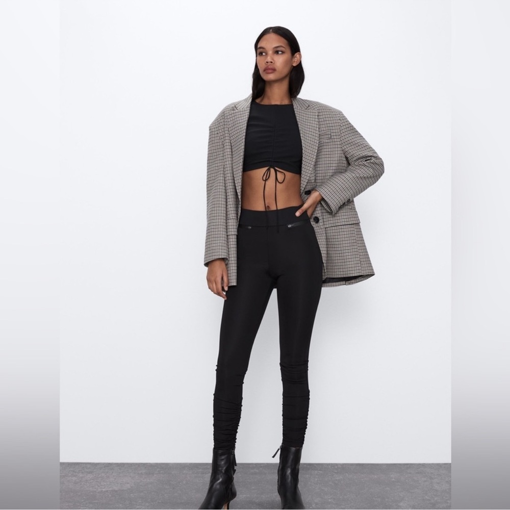 Zara RUCHED POWER STRETCH PANT LEGGINGS S